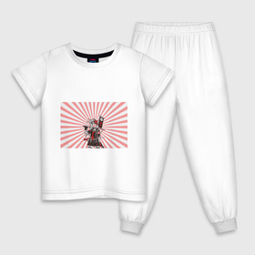 Детская пижама хлопок с принтом Убийца розового солнца в Курске, 100% хлопок |  брюки и футболка прямого кроя, без карманов, на брюках мягкая резинка на поясе и по низу штанин
 | аниме | арт | девочка | маска | меч | солнце | якудза | япония