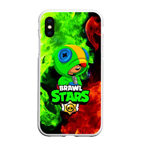 Чехол для iPhone XS Max матовый с принтом BRAWL STARS LEON в Курске, Силикон | Область печати: задняя сторона чехла, без боковых панелей | brawl stars | crow | leon | leon shark | sally leon | shark | stars | акула | берли | ворон | леон | леон акула | спайк | эль примо