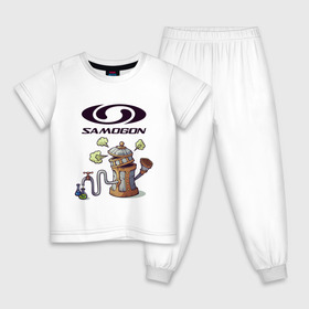 Детская пижама хлопок с принтом SAMOGON в Курске, 100% хлопок |  брюки и футболка прямого кроя, без карманов, на брюках мягкая резинка на поясе и по низу штанин
 | антибренд | прикол | приколы | самогон | юмор