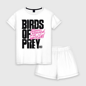 Женская пижама с шортиками хлопок с принтом Birds of Prey logo в Курске, 100% хлопок | футболка прямого кроя, шорты свободные с широкой мягкой резинкой | birds of prey | harley quinn | марго робби | потрясающая история харли квин | харли квин | хищные птицы