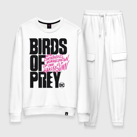 Женский костюм хлопок с принтом Birds of Prey logo в Курске, 100% хлопок | на свитшоте круглая горловина, мягкая резинка по низу. Брюки заужены к низу, на них два вида карманов: два 