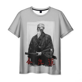 Мужская футболка 3D с принтом Морихэй Уэсиба в Курске, 100% полиэфир | прямой крой, круглый вырез горловины, длина до линии бедер | Тематика изображения на принте: aikido | аикидо | айкидо | восточные единоборства | единоборства | морихей уэсиба
