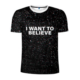 Мужская футболка 3D спортивная с принтом I WANT TO BELIEVE в Курске, 100% полиэстер с улучшенными характеристиками | приталенный силуэт, круглая горловина, широкие плечи, сужается к линии бедра | alien | i want to believe | ufo | инопланетянин | нло | хотелось бы верить | я хочу верить