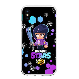 Чехол для iPhone XS Max матовый с принтом BRAWL STARS BIBI в Курске, Силикон | Область печати: задняя сторона чехла, без боковых панелей | bib | brawl stars | colt | crow | el brown | leon | leon shark | max | moba | sally leon | shark | акула | берли | биби | бравл старс | браун | ворон | жанр | игра | кольт | леон | леон акула | макс | нита | шелли