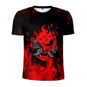 Мужская футболка 3D спортивная с принтом CYBERPUNK 2077 KEANU REEVES в Курске, 100% полиэстер с улучшенными характеристиками | приталенный силуэт, круглая горловина, широкие плечи, сужается к линии бедра | bright | cd project red | cyberpunk 2077 | fire | flame | heat | keanu reeves | light | samurai | wildfire | искры | киану ривз | киберпанк 2077 | огненный | огонь | пламя | пожар | самураи
