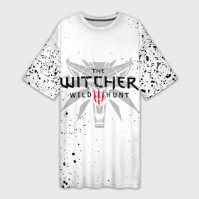 Платье-футболка 3D с принтом ВЕДЬМАК ВОЛК БРЫЗГИ КРАСОК   THE WITCHER в Курске,  |  | geralt | the witcher | the witcher wild hunt | witcher | wolf | ведьмак | ведьмак 3 | волк | геральт | охотник