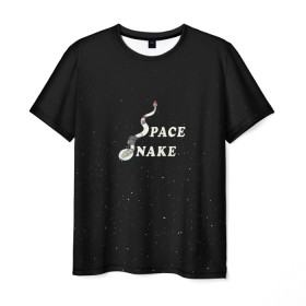 Мужская футболка 3D с принтом Space snake в Курске, 100% полиэфир | прямой крой, круглый вырез горловины, длина до линии бедер | bite | cyborg snake | rick and morty | ship | snakes | space snake | vdgerir | рик и морти