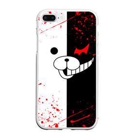 Чехол для iPhone 7Plus/8 Plus матовый с принтом MONOKUMA в Курске, Силикон | Область печати: задняя сторона чехла, без боковых панелей | anime | bear | black  white | danganronpa | kurokuma | monodam | monokuma | monomi | monotaro | rabbit | school | shirokuma | аниме | главарь | мoноми | монокума | черно белый | школа