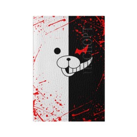 Обложка для паспорта матовая кожа с принтом MONOKUMA в Курске, натуральная матовая кожа | размер 19,3 х 13,7 см; прозрачные пластиковые крепления | Тематика изображения на принте: anime | bear | black  white | danganronpa | kurokuma | monodam | monokuma | monomi | monotaro | rabbit | school | shirokuma | аниме | главарь | мoноми | монокума | черно белый | школа