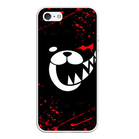 Чехол для iPhone 5/5S матовый с принтом MONOKUMA в Курске, Силикон | Область печати: задняя сторона чехла, без боковых панелей | anime | bear | black  white | danganronpa | kurokuma | monodam | monokuma | monomi | monotaro | rabbit | school | shirokuma | аниме | главарь | мoноми | монокума | черно белый | школа