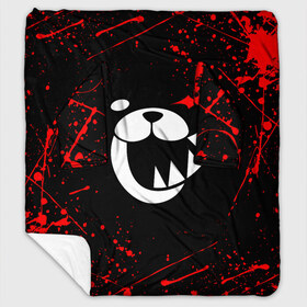 Плед с рукавами с принтом MONOKUMA в Курске, 100% полиэстер | Закругленные углы, все края обработаны. Ткань не мнется и не растягивается. Размер 170*145 | Тематика изображения на принте: anime | bear | black  white | danganronpa | kurokuma | monodam | monokuma | monomi | monotaro | rabbit | school | shirokuma | аниме | главарь | мoноми | монокума | черно белый | школа