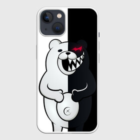 Чехол для iPhone 13 с принтом Монокума схватился за живот в Курске,  |  | anime | bear | black  white | danganronpa | kurokuma | monodam | monokuma | monomi | monotaro | rabbit | school | shirokuma | аниме | главарь | мoноми | монокума | черно белый | школа