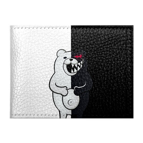 Обложка для студенческого билета с принтом MONOKUMA  в Курске, натуральная кожа | Размер: 11*8 см; Печать на всей внешней стороне | anime | bear | black  white | danganronpa | kurokuma | monodam | monokuma | monomi | monotaro | rabbit | school | shirokuma | аниме | главарь | мoноми | монокума | черно белый | школа