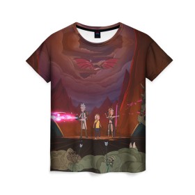 Женская футболка 3D с принтом Dragon Rescuers в Курске, 100% полиэфир ( синтетическое хлопкоподобное полотно) | прямой крой, круглый вырез горловины, длина до линии бедер | 4 сезон | dsgnosadchaya | rick  morty | джастин ройланд | дракон | дэн хармон | миссикс | плюмбус | рик и морти | саммер