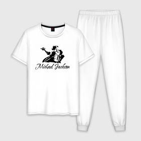 Мужская пижама хлопок с принтом Танцующий в Курске, 100% хлопок | брюки и футболка прямого кроя, без карманов, на брюках мягкая резинка на поясе и по низу штанин
 | майкл джексон чёрно белый силуэт