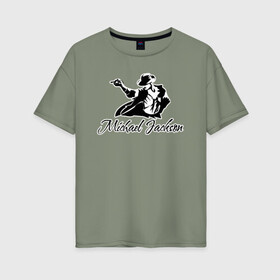 Женская футболка хлопок Oversize с принтом Танцующий в Курске, 100% хлопок | свободный крой, круглый ворот, спущенный рукав, длина до линии бедер
 | майкл джексон чёрно белый силуэт
