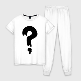 Женская пижама хлопок с принтом Знак Вопроса в Курске, 100% хлопок | брюки и футболка прямого кроя, без карманов, на брюках мягкая резинка на поясе и по низу штанин | футболка суса из гравити фолз