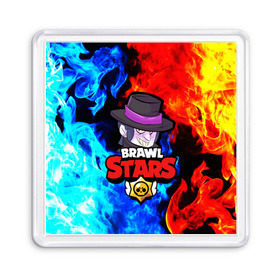 Магнит 55*55 с принтом BRAWL STARS MORTIS в Курске, Пластик | Размер: 65*65 мм; Размер печати: 55*55 мм | bibi | brawl stars | brock | bull | crow | dinomike | el primo | leon | mobile game | nita | poko | rirochet | stars | tara | бравл стар | ворон | леон | мобильные игры