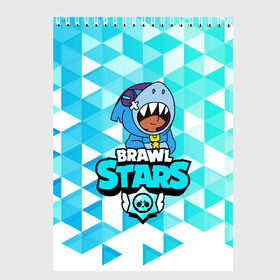 Скетчбук с принтом BRAWL STARS LEON SHARK в Курске, 100% бумага
 | 48 листов, плотность листов — 100 г/м2, плотность картонной обложки — 250 г/м2. Листы скреплены сверху удобной пружинной спиралью | 8 bit | bibi | brawl stars | brock | bull | crow | dinomike | el primo | leon | mobile game | nita | poko | ricochet | stars | tara | бравл старс | ворон | леон | мобильные игры