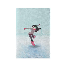 Обложка для паспорта матовая кожа с принтом Фигурное катание в Курске, натуральная матовая кожа | размер 19,3 х 13,7 см; прозрачные пластиковые крепления | figure skating | коньки | конькобежный спорт | фигурное катание