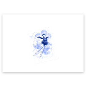 Поздравительная открытка с принтом Фигурное катание в Курске, 100% бумага | плотность бумаги 280 г/м2, матовая, на обратной стороне линовка и место для марки
 | figure skating | коньки | конькобежный спорт | фигурное катание