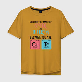 Мужская футболка хлопок Oversize с принтом Copper and Tellurium в Курске, 100% хлопок | свободный крой, круглый ворот, “спинка” длиннее передней части | Тематика изображения на принте: cute | science | металл | наука | научный юмор | переодическая система | таблица | таблица менделеева | химические элементы | химия | юмор