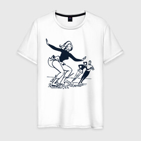 Мужская футболка хлопок с принтом катание на льду в Курске, 100% хлопок | прямой крой, круглый вырез горловины, длина до линии бедер, слегка спущенное плечо. | зимний спорт | катание на льду | коньки | конькобежный спорт | фигурное катание
