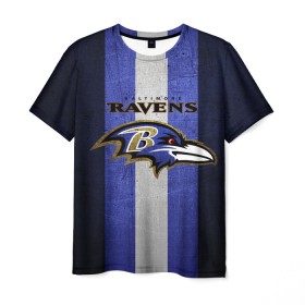 Мужская футболка 3D с принтом Baltimore Ravens в Курске, 100% полиэфир | прямой крой, круглый вырез горловины, длина до линии бедер | 