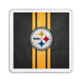 Магнит 55*55 с принтом Pittsburgh Steelers в Курске, Пластик | Размер: 65*65 мм; Размер печати: 55*55 мм | Тематика изображения на принте: 