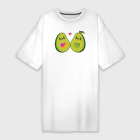 Платье-футболка хлопок с принтом Авокадо парное в Курске,  |  | animal | avocado | heart | like | likee | авокадо | животные | лайк | лайки