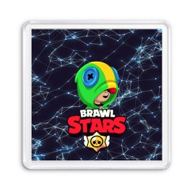 Магнит 55*55 с принтом Brawl Stars - Leon в Курске, Пластик | Размер: 65*65 мм; Размер печати: 55*55 мм | brawl | leon | stars