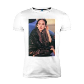 Мужская футболка премиум с принтом Анджелина Джоли в Курске, 92% хлопок, 8% лайкра | приталенный силуэт, круглый вырез ворота, длина до линии бедра, короткий рукав | Тематика изображения на принте: актриса | анджелина | голливуд | джоли | знаменитости | миссис смит