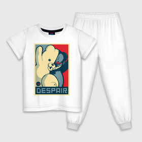 Детская пижама хлопок с принтом Monokuma в Курске, 100% хлопок |  брюки и футболка прямого кроя, без карманов, на брюках мягкая резинка на поясе и по низу штанин
 | Тематика изображения на принте: анимэ | злой | мишка