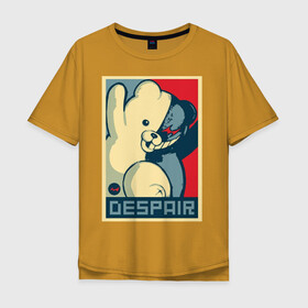 Мужская футболка хлопок Oversize с принтом Monokuma в Курске, 100% хлопок | свободный крой, круглый ворот, “спинка” длиннее передней части | анимэ | злой | мишка
