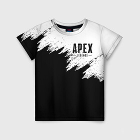 Детская футболка 3D с принтом APEX LEGENDS | АПЕКС ЛЕГЕНДС в Курске, 100% гипоаллергенный полиэфир | прямой крой, круглый вырез горловины, длина до линии бедер, чуть спущенное плечо, ткань немного тянется | apex | apex legends | battle | battle royal | bloodhound | titanfall | wraith | апекс | апекс легендс | батл рояль | битва | война | каустик | королевская битва