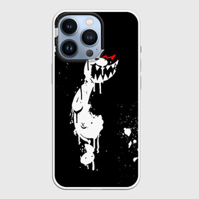 Чехол для iPhone 13 Pro с принтом Монокума белые брызги в Курске,  |  | Тематика изображения на принте: danganronpa | eye | monokuma | paint | аватар | антагонист | брызги | глаз | игрушка | краска | медведь | монокума | мягкая | панда | потёки | робот