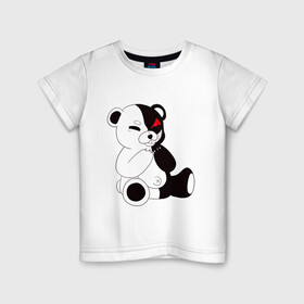 Детская футболка хлопок с принтом Monokuma в Курске, 100% хлопок | круглый вырез горловины, полуприлегающий силуэт, длина до линии бедер | danganronpa | eye | monokuma | аватар | антагонист | глаз | игрушка | медведь | монокума | мягкая | панда | робот
