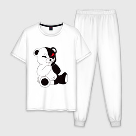 Мужская пижама хлопок с принтом Monokuma в Курске, 100% хлопок | брюки и футболка прямого кроя, без карманов, на брюках мягкая резинка на поясе и по низу штанин
 | danganronpa | eye | monokuma | аватар | антагонист | глаз | игрушка | медведь | монокума | мягкая | панда | робот