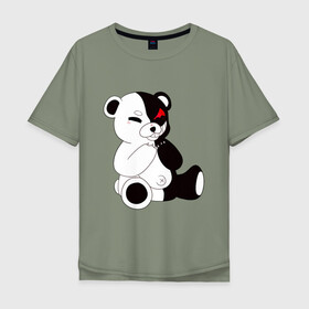 Мужская футболка хлопок Oversize с принтом Monokuma в Курске, 100% хлопок | свободный крой, круглый ворот, “спинка” длиннее передней части | danganronpa | eye | monokuma | аватар | антагонист | глаз | игрушка | медведь | монокума | мягкая | панда | робот