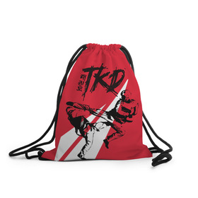 Рюкзак-мешок 3D с принтом Taekwondo в Курске, 100% полиэстер | плотность ткани — 200 г/м2, размер — 35 х 45 см; лямки — толстые шнурки, застежка на шнуровке, без карманов и подкладки | taekwondo | восточные единоборства | единоборства | теквондо | тхэквондо | тэквондо