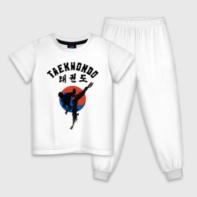 Детская пижама хлопок с принтом Taekwondo в Курске, 100% хлопок |  брюки и футболка прямого кроя, без карманов, на брюках мягкая резинка на поясе и по низу штанин
 | Тематика изображения на принте: taekwondo | восточные единоборства | единоборства | теквондо | тхэквондо | тэквондо