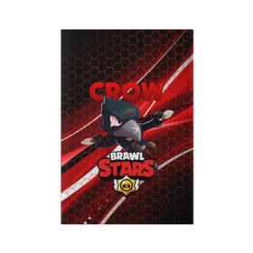 Обложка для паспорта матовая кожа с принтом BRAWL STARS CROW в Курске, натуральная матовая кожа | размер 19,3 х 13,7 см; прозрачные пластиковые крепления | Тематика изображения на принте: bibi | brawl stars | crow | el brown | leon | leon shark | max | sally leon | shark | stars | акула | биби | ворон | леон