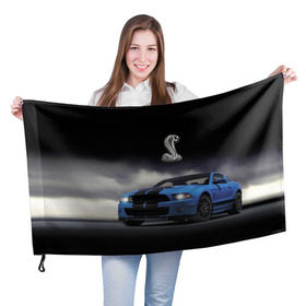 Флаг 3D с принтом Shelby в Курске, 100% полиэстер | плотность ткани — 95 г/м2, размер — 67 х 109 см. Принт наносится с одной стороны | car | cobra | motorsport | mustang | power | race | snake | usa | автомобиль | автоспорт | гонка | змея | кобра | мощь | мустанг | сша