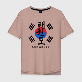 Мужская футболка хлопок Oversize с принтом Taekwondo в Курске, 100% хлопок | свободный крой, круглый ворот, “спинка” длиннее передней части | taekwondo | восточные единоборства | единоборства | теквондо | тхэквондо | тэквондо