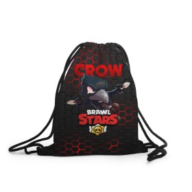 Рюкзак-мешок 3D с принтом BRAWL STARS CROW в Курске, 100% полиэстер | плотность ткани — 200 г/м2, размер — 35 х 45 см; лямки — толстые шнурки, застежка на шнуровке, без карманов и подкладки | bibi | brawl stars | crow | el brown | leon | leon shark | max | sally leon | shark | stars | акула | биби | ворон | леон