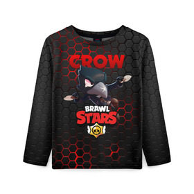 Детский лонгслив 3D с принтом BRAWL STARS CROW в Курске, 100% полиэстер | длинные рукава, круглый вырез горловины, полуприлегающий силуэт
 | bibi | brawl stars | crow | el brown | leon | leon shark | max | sally leon | shark | stars | акула | биби | ворон | леон