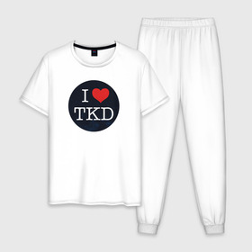 Мужская пижама хлопок с принтом TKD в Курске, 100% хлопок | брюки и футболка прямого кроя, без карманов, на брюках мягкая резинка на поясе и по низу штанин
 | taekwondo | восточные единоборства | единоборства | теквондо | тхэквондо | тэквондо