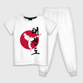 Детская пижама хлопок с принтом Тхэквондо в Курске, 100% хлопок |  брюки и футболка прямого кроя, без карманов, на брюках мягкая резинка на поясе и по низу штанин
 | taekwondo | восточные единоборства | единоборства | теквондо | тхэквондо | тэквондо
