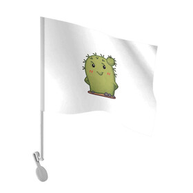 Флаг для автомобиля с принтом кактус в Курске, 100% полиэстер | Размер: 30*21 см | emoji рисунок | kaktus | кактус | кактусик | смайл | стикер | эмоджи