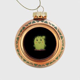 Стеклянный ёлочный шар с принтом кактус в Курске, Стекло | Диаметр: 80 мм | emoji рисунок | kaktus | кактус | кактусик | смайл | стикер | эмоджи